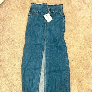NWT Frame cut off waist maxi denim skirt…deep split up the center…